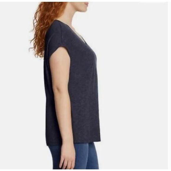 NWT JESSICA SIMPSON Comfy V-Neck T-Shirt Knit Top Indigo Blue Size Large Shirt - Picture 2 of 10